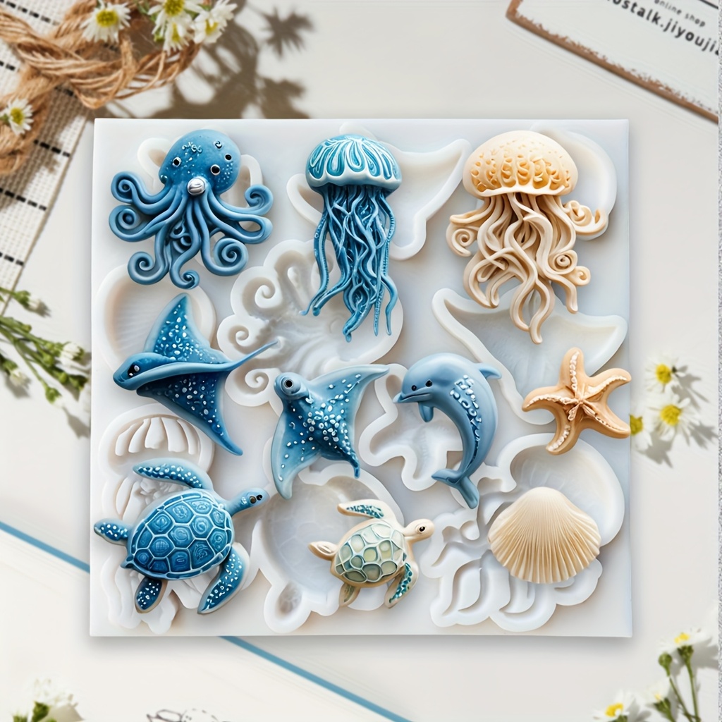 Soap Making Book - Sea Animal Silicone Mold Octopus Jellyfish