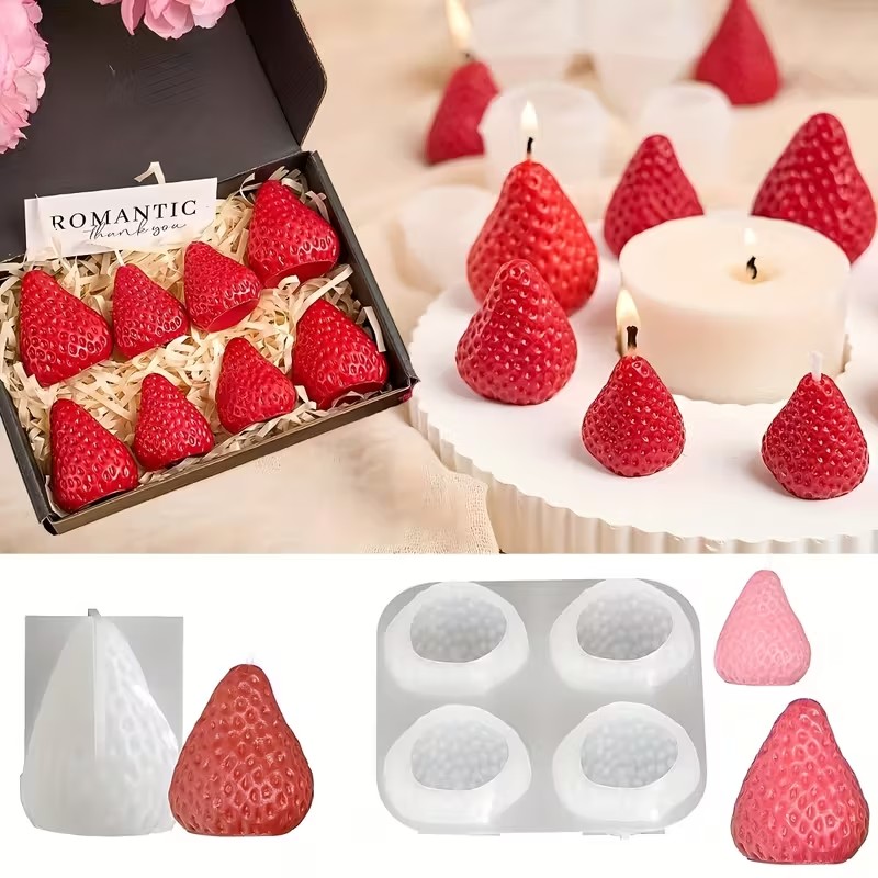 Soap Making Kits - Strawberry Silicone Candle Mold for DIY