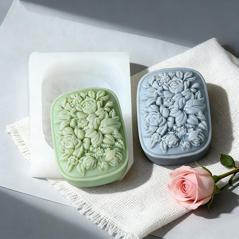 Square Floral Silicone Soap Mo - Soap Making In Home review and price