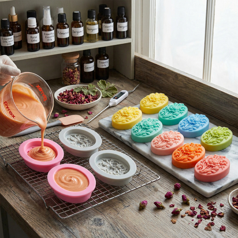 4 Silicone mold with flower sh - Soap Making Kits review and price